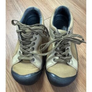 Keen Briggs Tan Beige Leather Lace Up Walking Shoes Womens Size 6.5